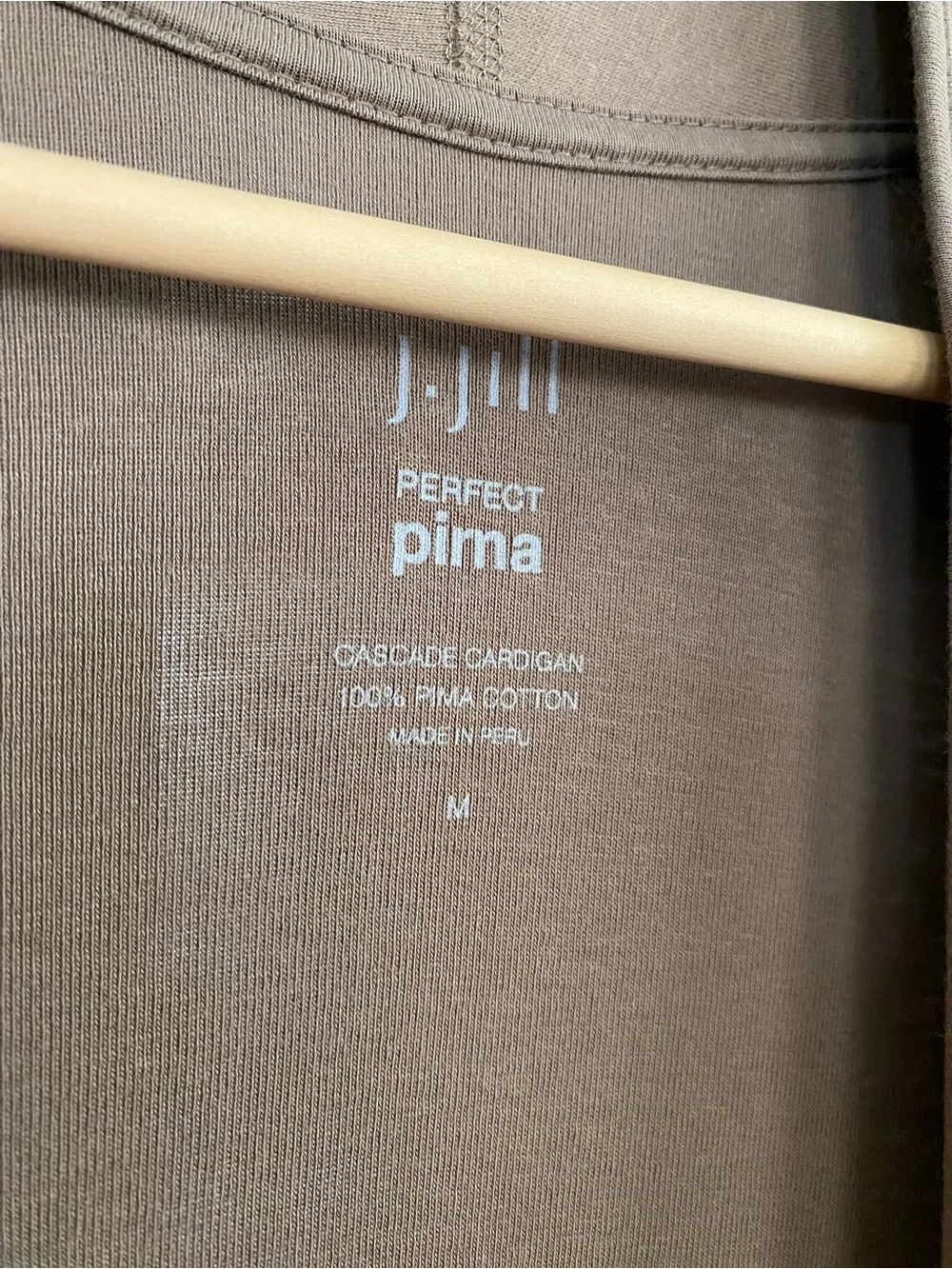 J. Jill Perfect Pima Cascade Cardigan Medium Brown 100% Cotton Waterfall Pockets